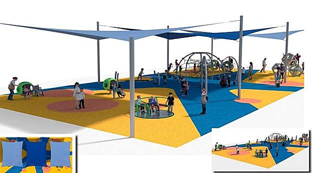 La zona recreativa para niños entoldada del parque del Flamenco