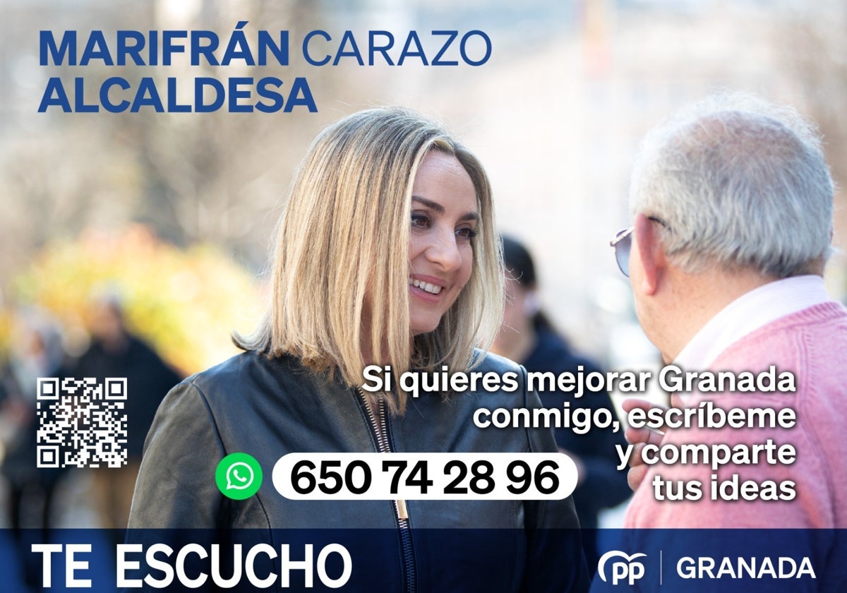 Imagen de la campaña de escucha de Marifrán Carazo, candidata a la alcaldía de granada por el Partido Popular