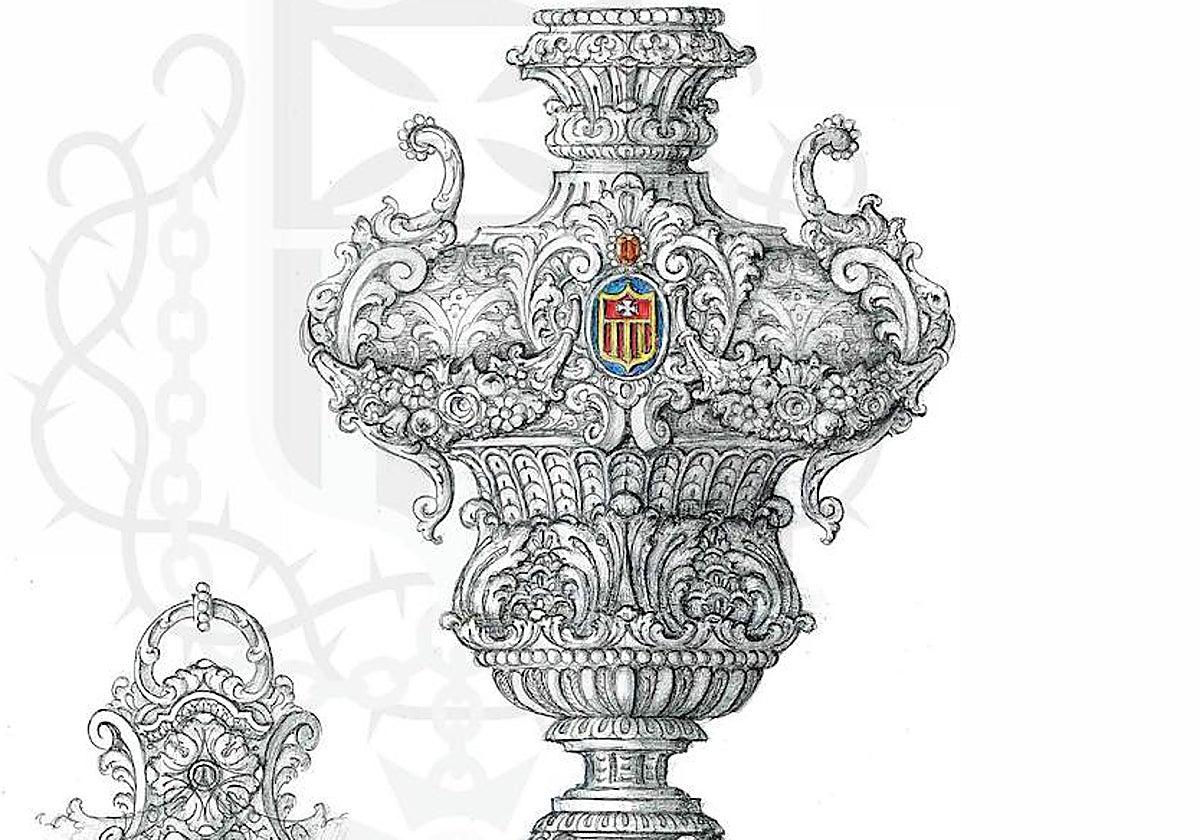 Detalle del proyecto de jarra para el paso de palio