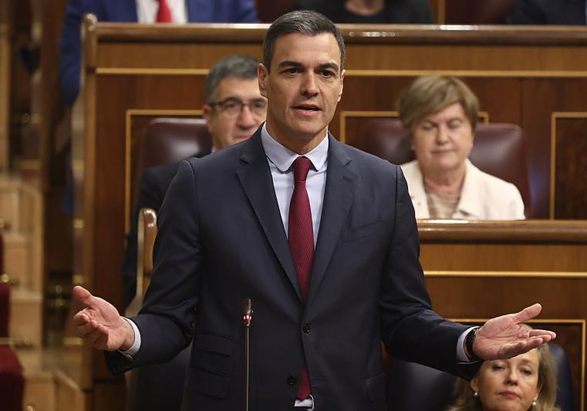 El presidente del Gobierno, Pedro Sánchez, durante la sesión de control este miércoles