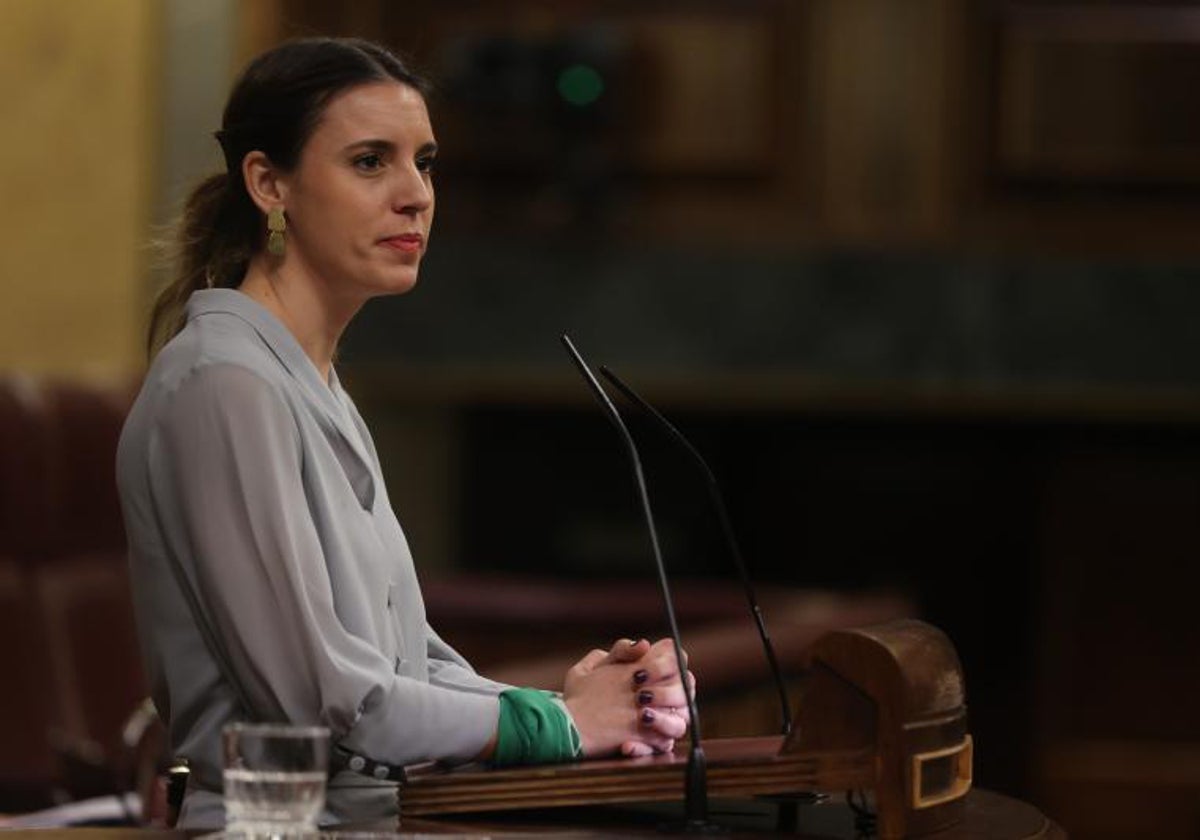 La ministra de Igualdad, Irene Montero, durante su intervención en el Congreso de los Diputados