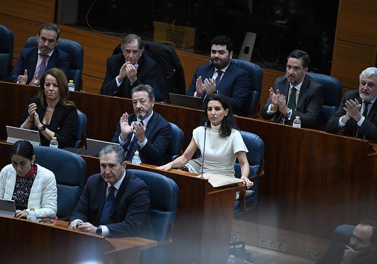 Rocío Monasterio, líder de Vox, durante el pleno de la Asamblea de ayer