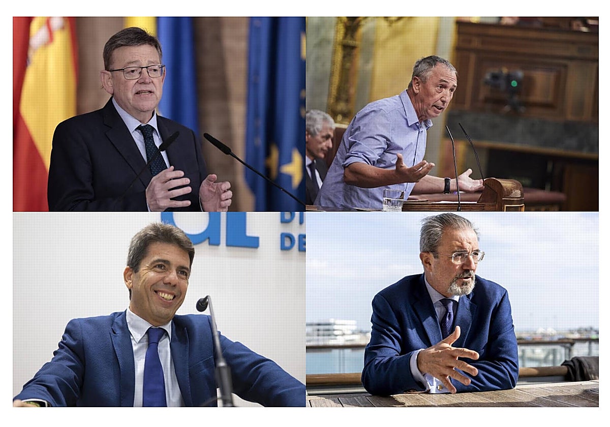 Ximo Puig (PSPV-PSOE), Joan Baldoví (Compromís), Carlos Mazón (PP) y Carlos Flores (Vox)