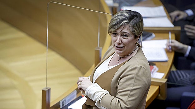 Imagen de la consellera de Educación, Raquel Tamarit, este jueves en las Cortes Valencianas