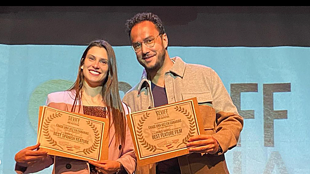 Armando Ravelo y Elisa Cano en la gala del Sevilla Indie Film Festival 2023
