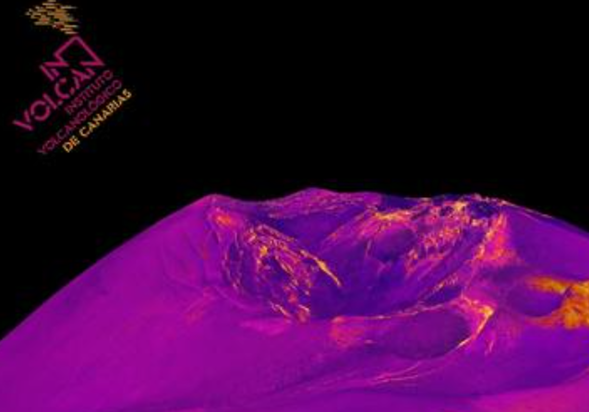 Modelo termográfico del volcán de Cumbre Vieja en La Palma