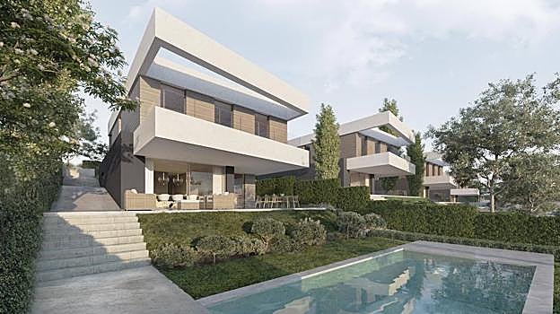 Infografía de los chalés de Residencial Finca Saldaña