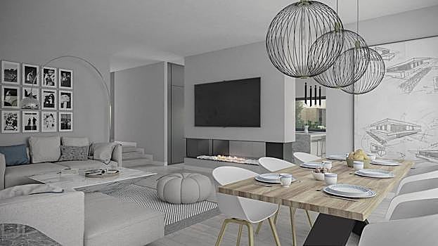 Infografía del interior de uno de los chalés de Residencial Finca Saldaña