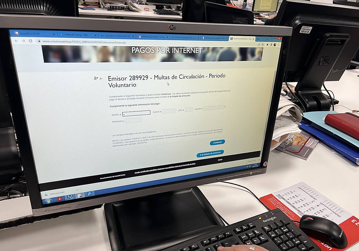 Página para el pago de multas del Ayuntamiento de Madrid
