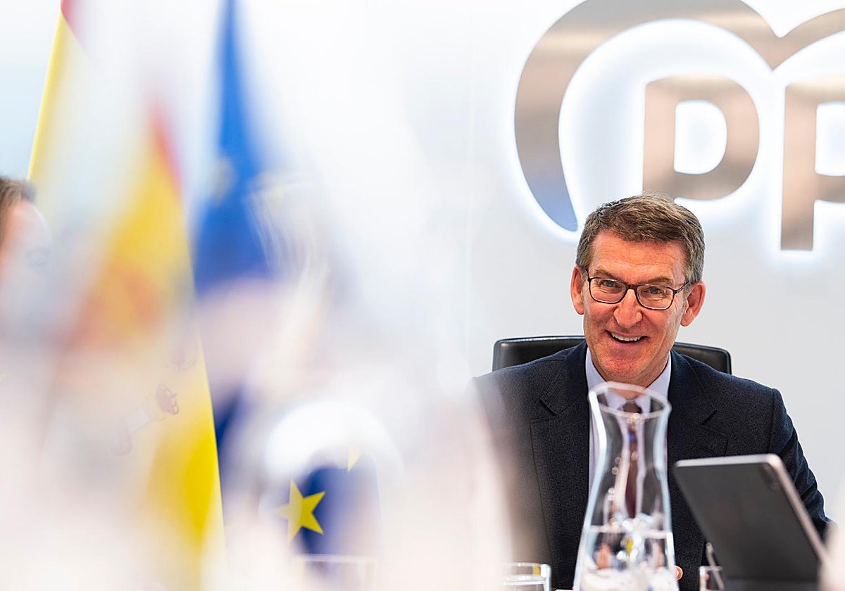 Alberto Núñez Feijóo, en la sede nacional del PP