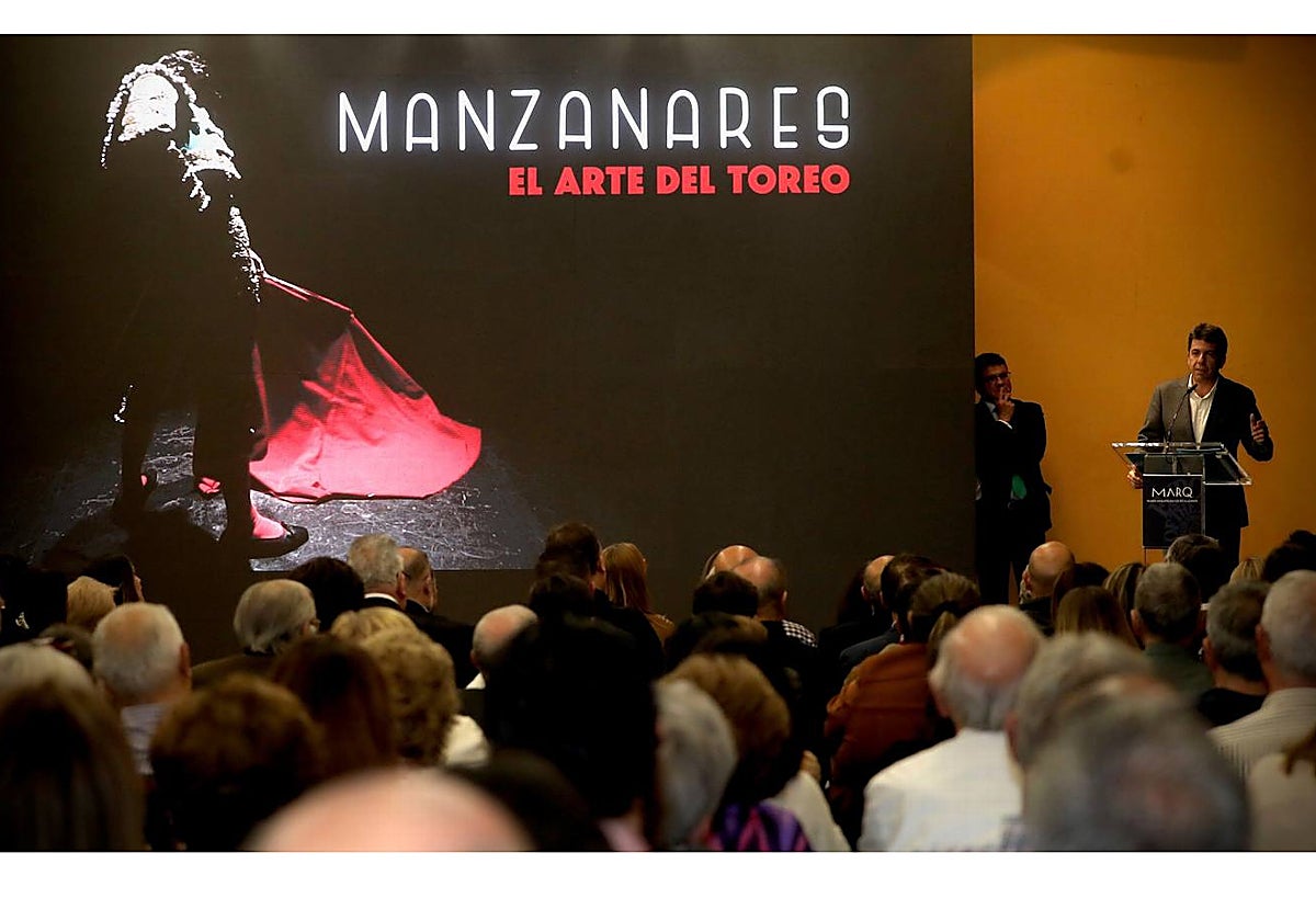 Imagen de Carlos Mazón tomada durante su intervención en el homenaje a Manzanares