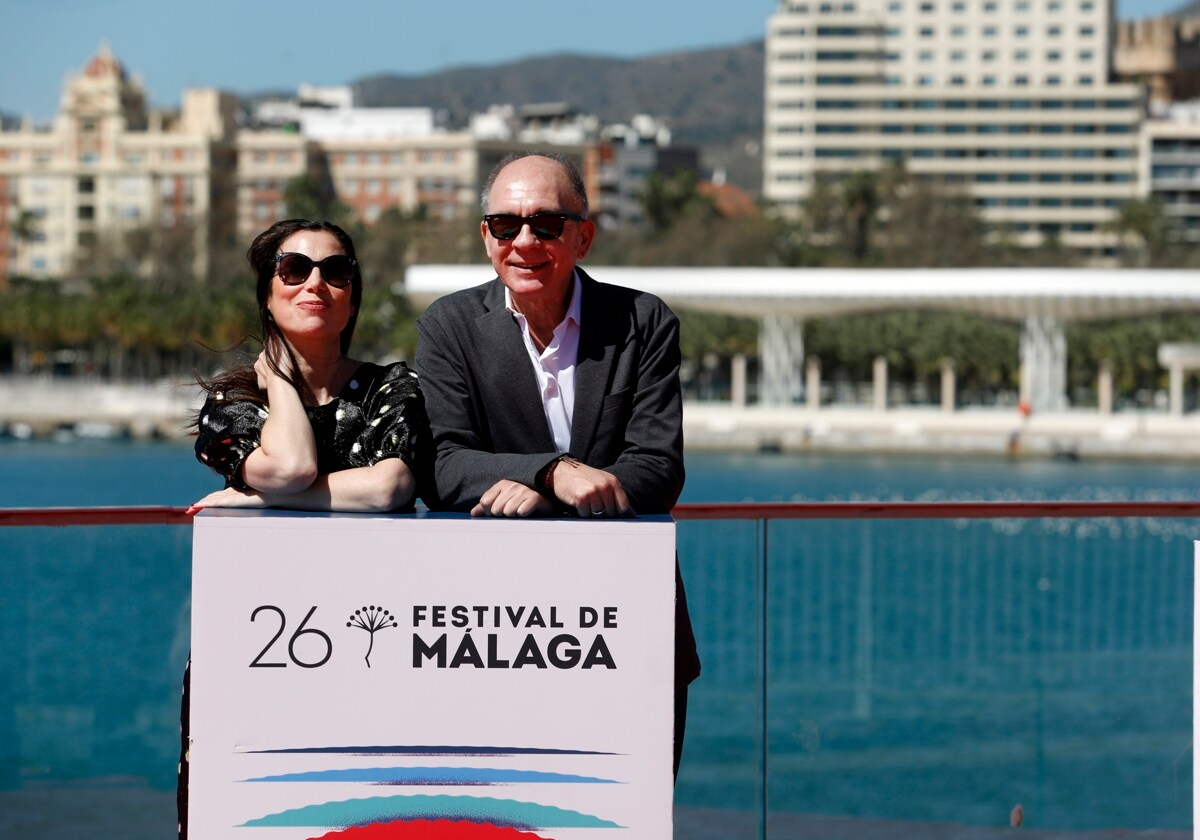 La directora Marina Seresesky y el actor Darío Grandinetti, este martes en Málaga