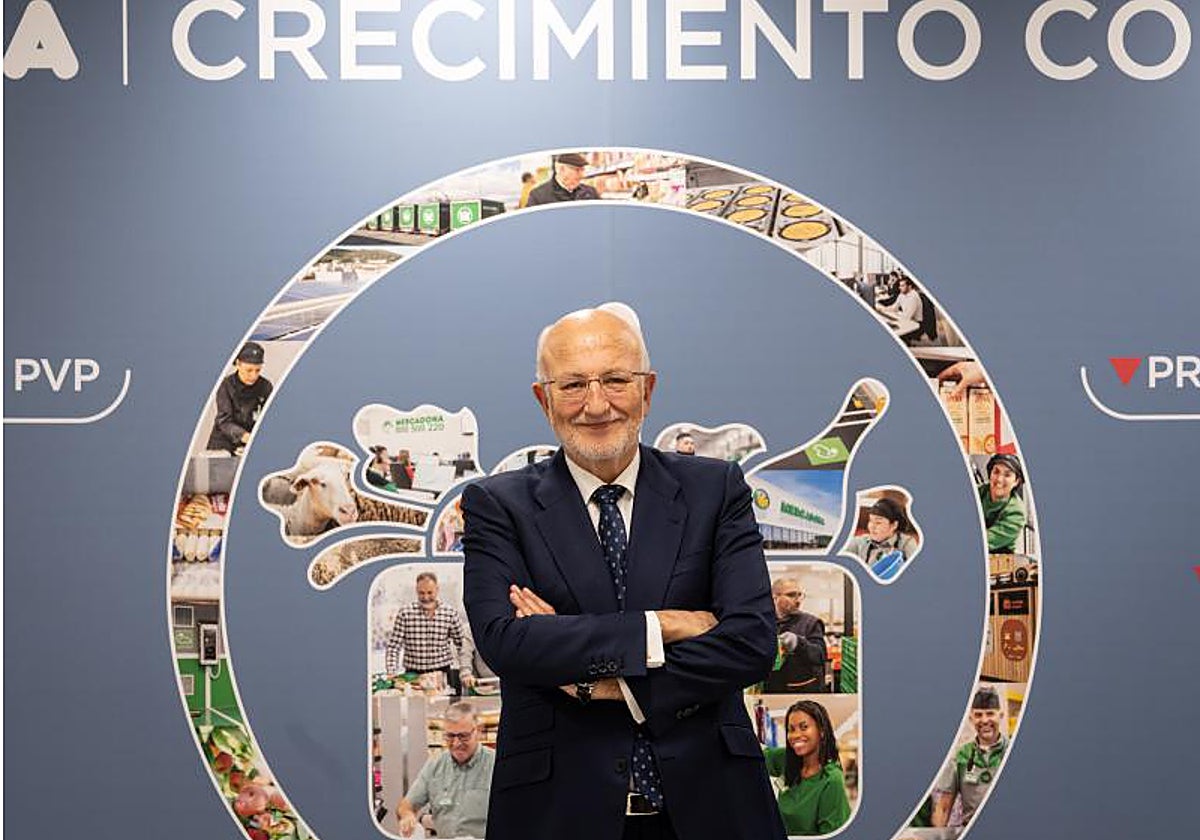 Imagen del presidente de Mercadona, Juan Roig, durante la presentación de resultados económicos de 2022