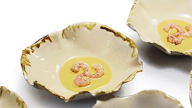 Quisquilla de Motril con escabeche de perdiz