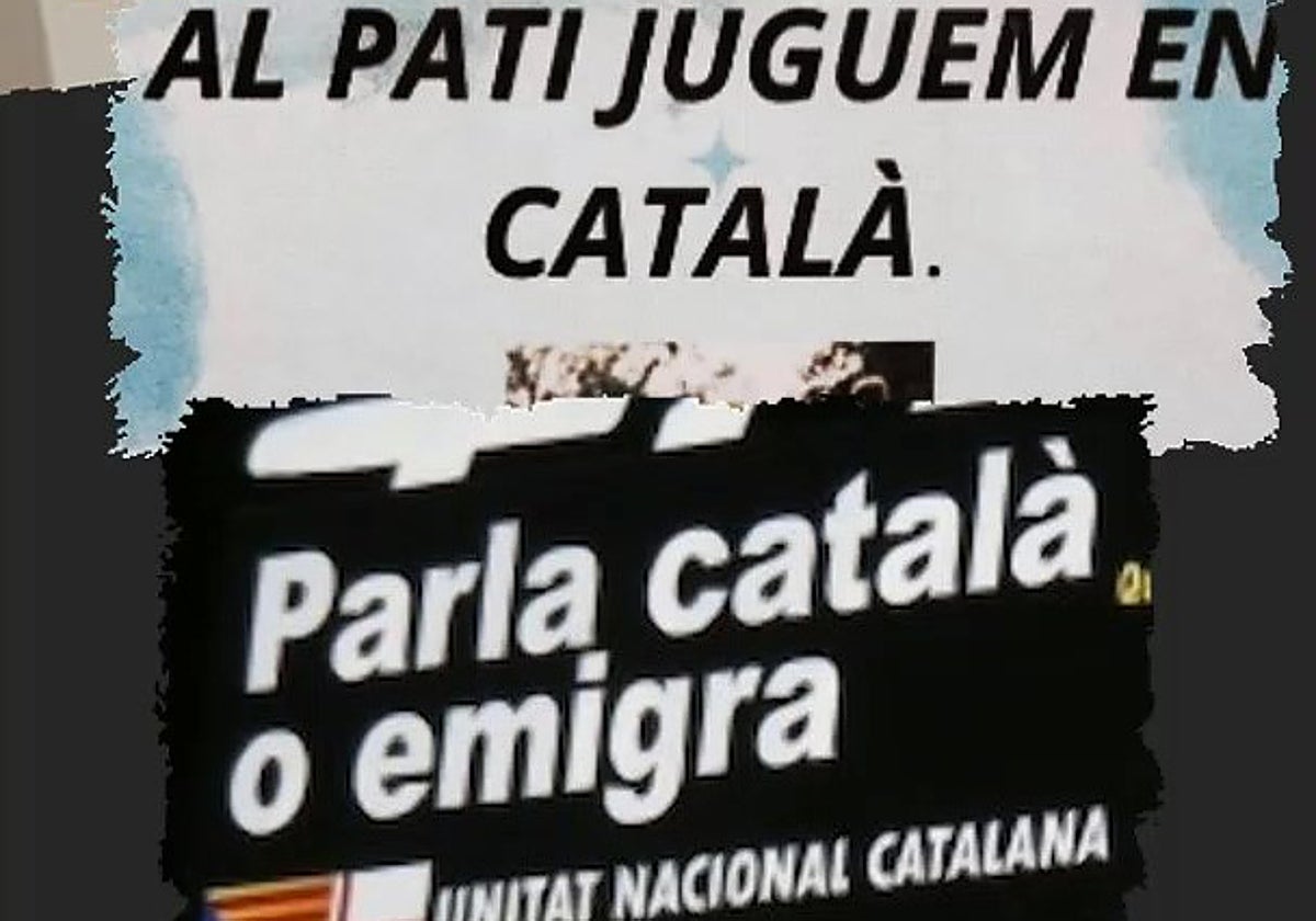 Eslóganes excluyentes de la población castellanohablante en el ámbito educativo, difundidos por Escuela de Todos.