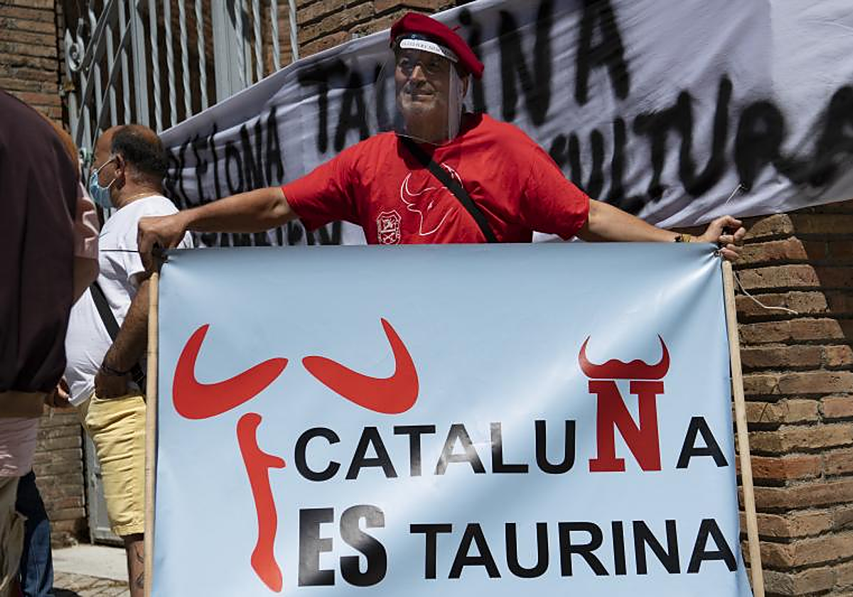 Manifestación a favor de las corridas de toros en Barcelona, en 2020