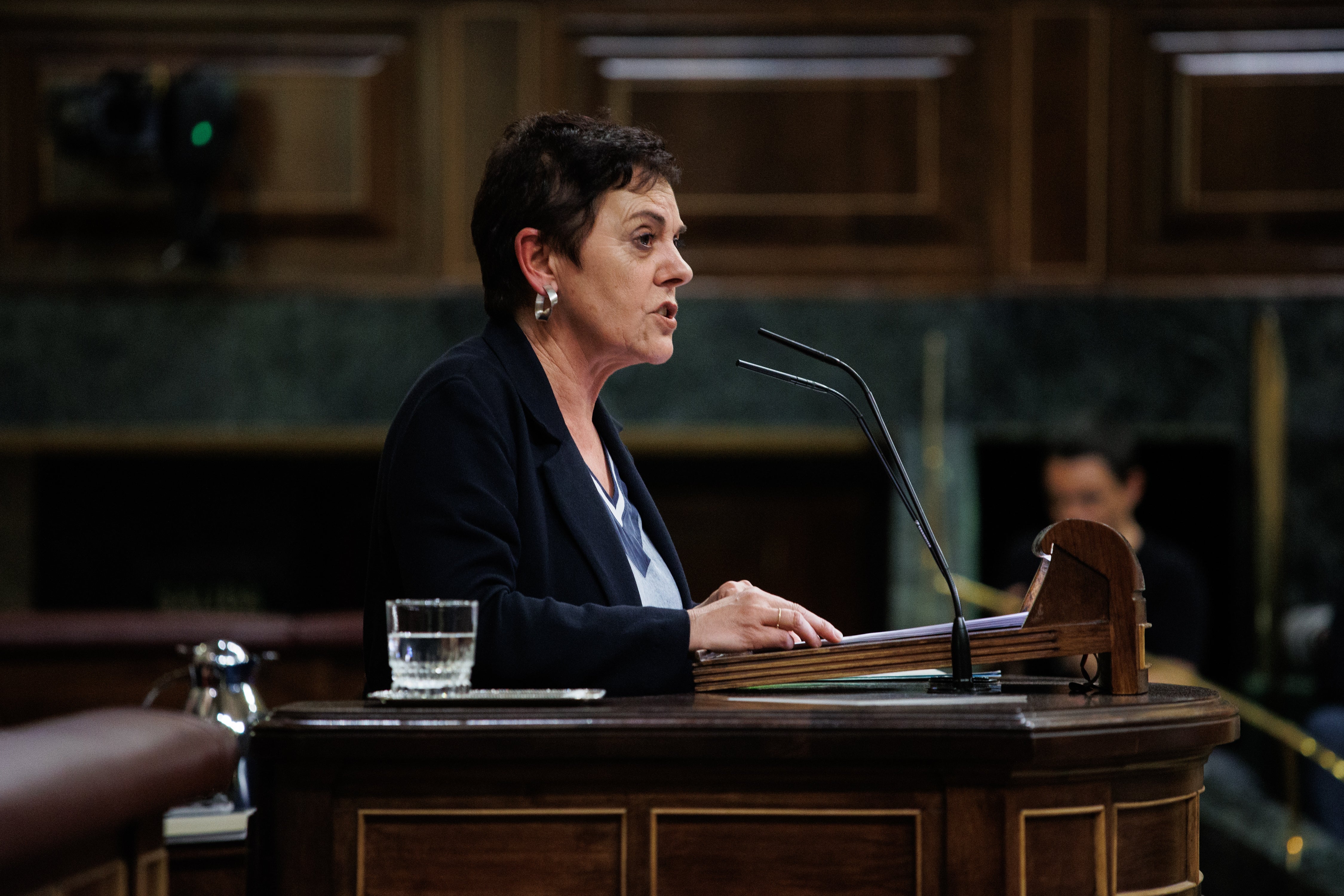 La diputada de EH Bildu en el Congreso Mertxe Aizpurua interviene durante un debate de la moción de censura,