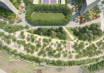 Así será la pradera con 1.200 árboles sobre la tumba del Calderón que culminará Madrid Río