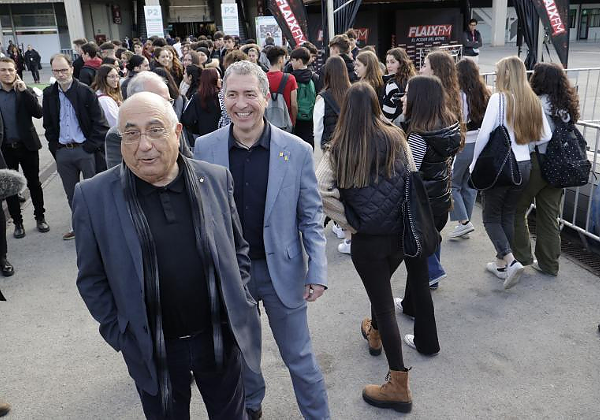 Los consejeros de Investigación y Universidades y Educación, respectivamente, Joaquim Nadal y Josep Gonzàlez-Cambray, la semana pasada en la inauguración del Salón de la Enseñanza, en Barcelona