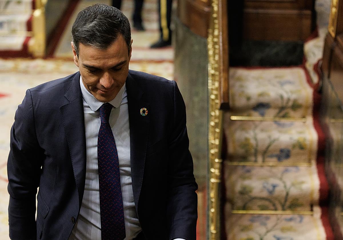 Pedro Sánchez durante la segunda jornada de la moción de censura