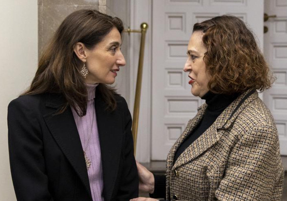 Pilar Llop y Magdalena Valerio, el 7 de marzo, en el Congreso