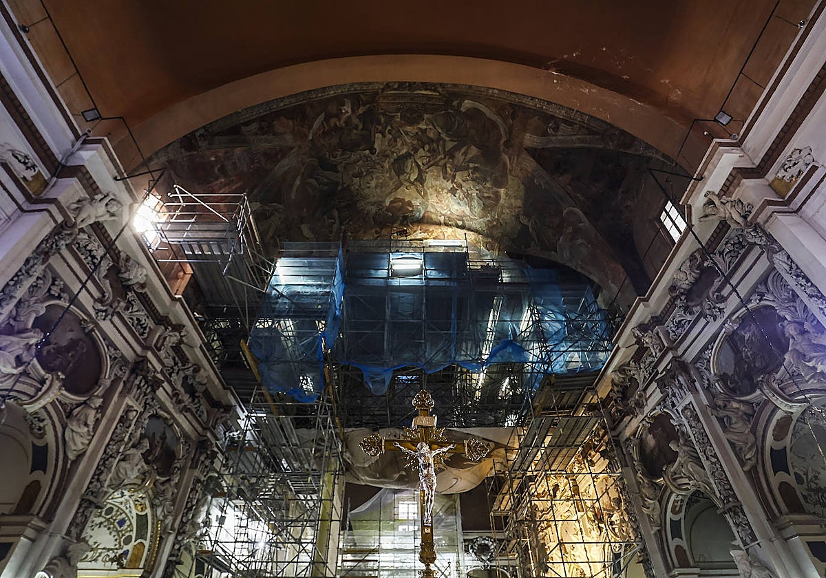 Imagen de las obras de restauración de la Iglesia de los Santos Juanes de Valencia