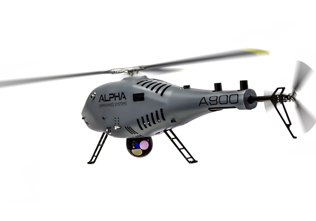 El UAV Alpha 900, el helicóptero no tripulado de la empresa madrileña Alpha Unmanned Systems