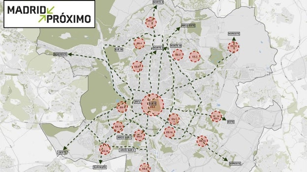 Mapa de zonas en las que se actuará con 'Madrid Próximo'