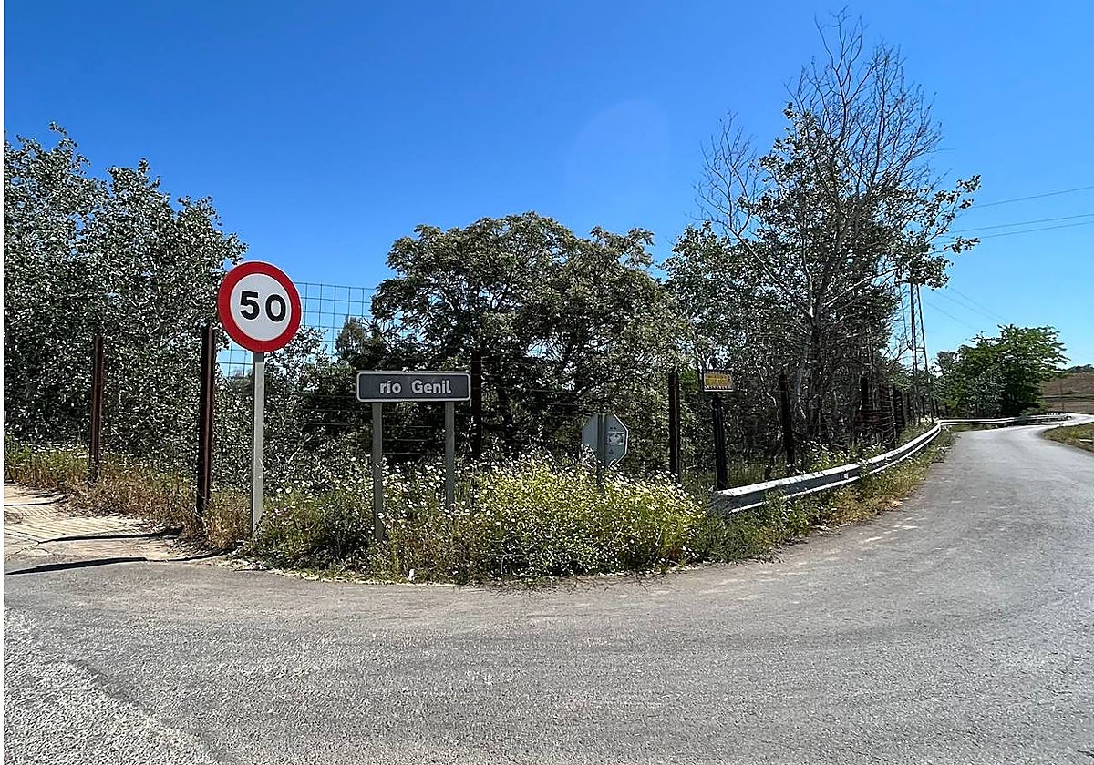 Lugar del accidente ocurrido ete lunes en el Puente de la Alegría en Palma del Río