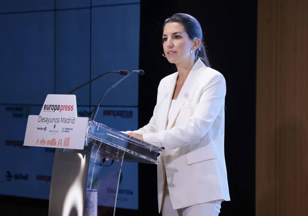 Rocío Monasterio, candidata de Vox a la Comunidad de Madrid, en el desayuno de Europa Press