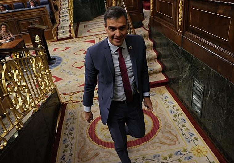 El presidente Sánchez, este miércoles, en el Congreso