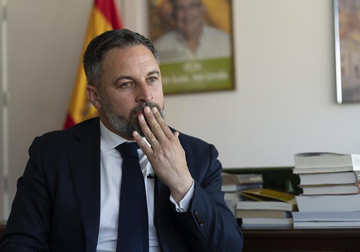 El presidente de Vox, Santiago Abascal, durante la entrevista con ABC