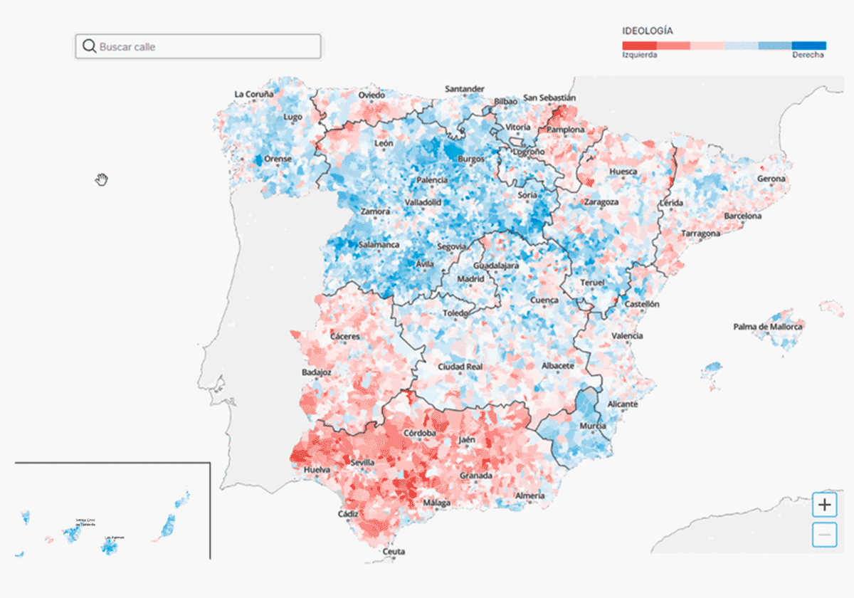 Mapa de las ideologías según barrios