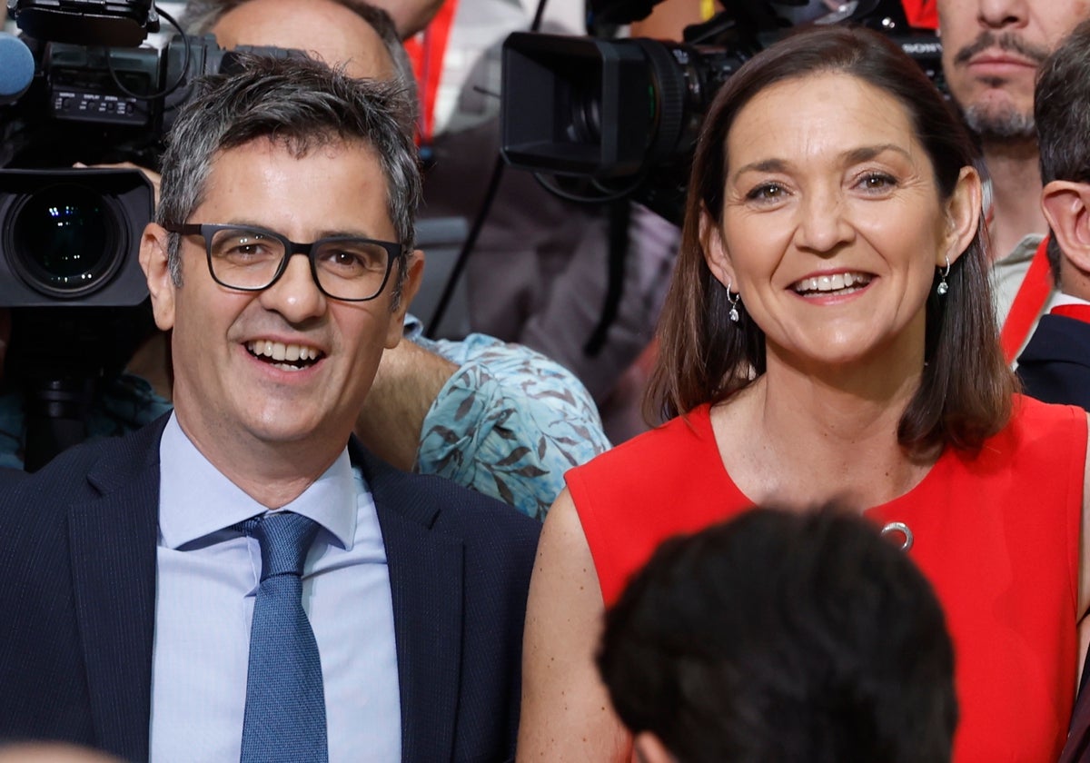 El ministro de Presidencia, Félix Bolaños, y la candidata a la Alcaldía del PSOE de Madrid, Reyes Maroto