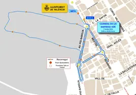 Calles cortadas y líneas de la EMT desviadas en Valencia el domingo 7 de mayo por la Carrera de las empresas