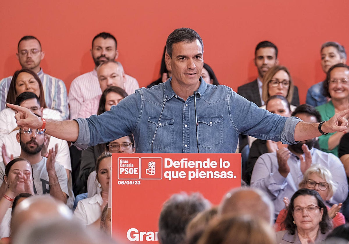 Pedro Sánche, en el acto del PSOE este sábado en Las Plamas de Gran Canaria