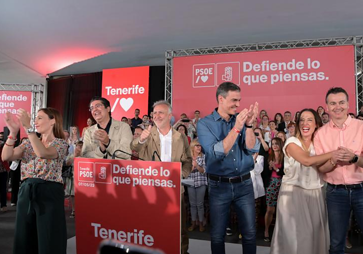 Pedro Sánchez en el acto de partido celebrado en Santa Cruz de Tenerife