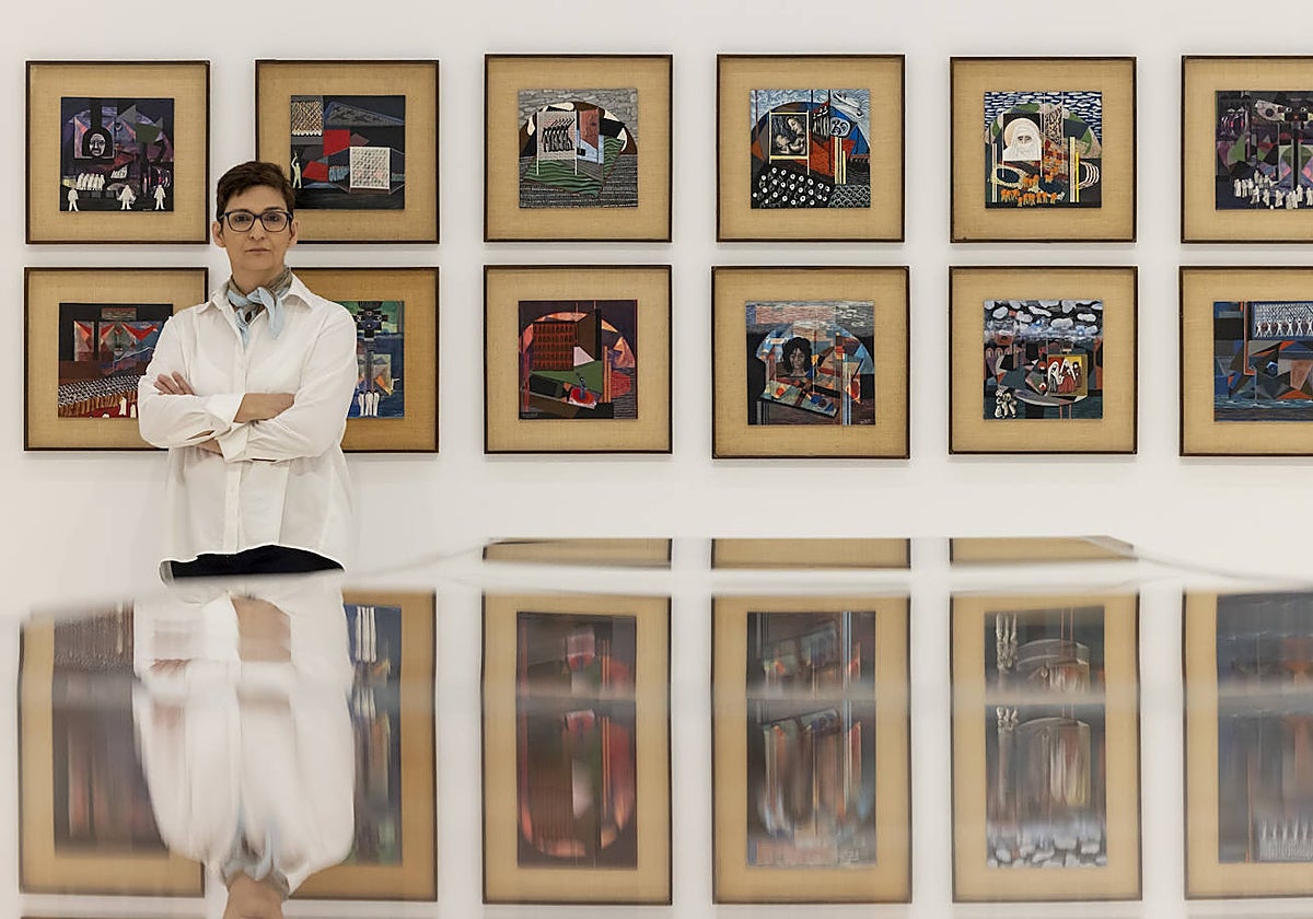 Imagen tomada durante la presentación de la exposición de la obra de Aref El Rayess en el IVAM de Valencia