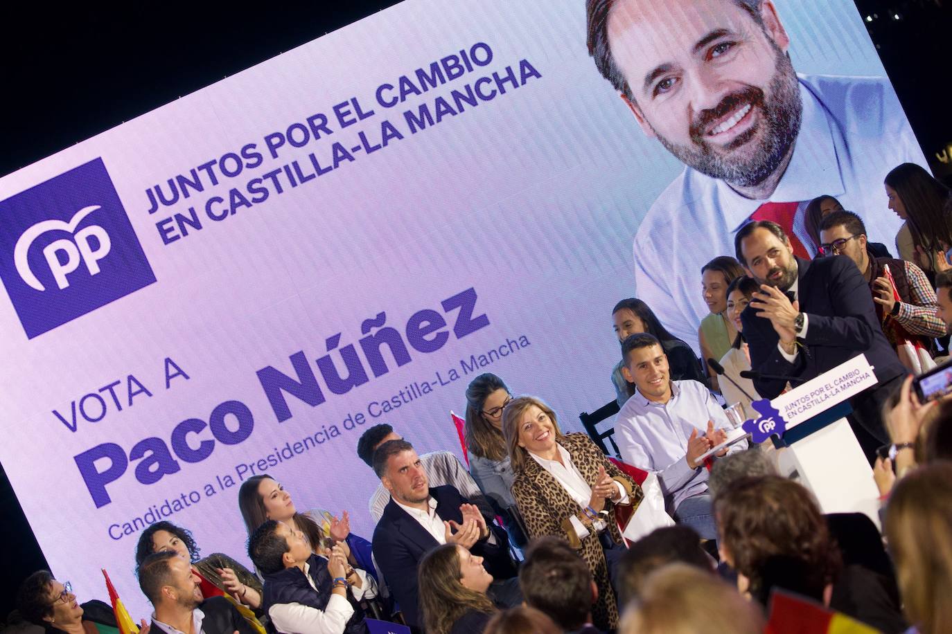 Paco Núñez, presidente el PP de Castilla-La Mancha, durante el acto de inicio de campaña en Campo de Criptana (Ciudad Real)