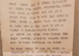 «Lo siento. No tengo más fuerza para seguir viviendo...», la carta de una joven de Mijas a su madre antes de suicidarse