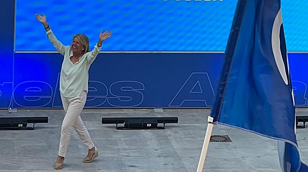 Ángeles Muñoz durante el mitin