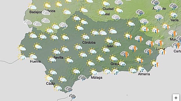 Alerta de la Aemet por las fuertes lluvias y tormentas que dejará la DANA en Andalucía
