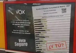Vox carga contra ayudas «preferentes» al alquiler para inmigrantes en un anuncio en Metro de Madrid