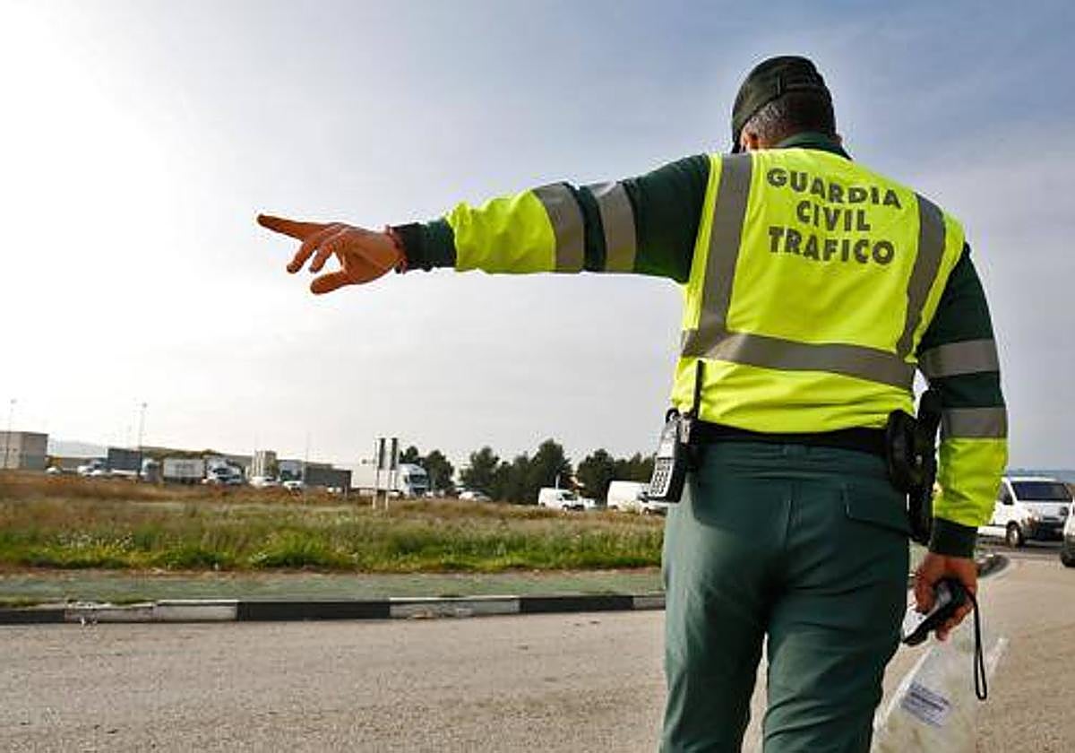 Un agente de la Guardia Civil durante un control