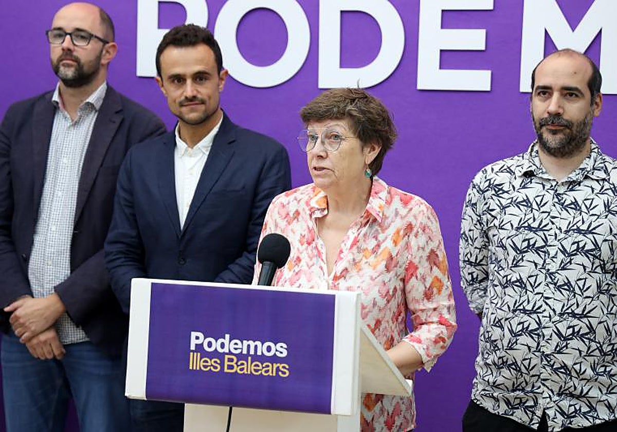 La candidata de Unidas Podemos en Baleares, Antònia Jover, durante una rueda de prensa en Palma de Mallorca