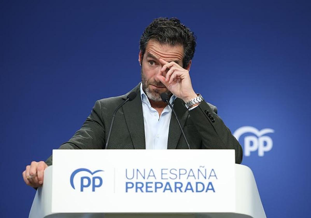 El portavoz de campaña del PP, Borja Sémper, este lunes en Génova