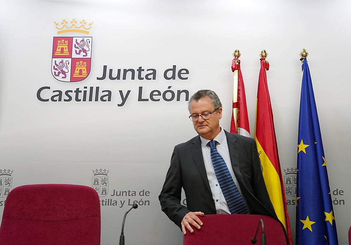 El consejero de Agricultura de Castilla y León, Gerardo Dueñas, este miércoles en rueda de prensa