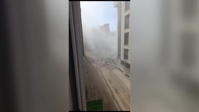 Se derrumba en Teruel un edificio de cinco plantas que acababa de ser desalojado