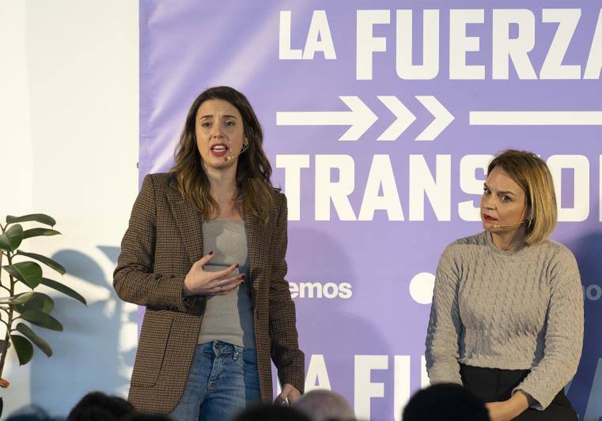 La ministra de Igualdad, Irene Montero, y la consejera canaria de Derechos Sociales, Noemí Santana