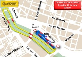 Calles cortadas al tráfico en Valencia este sábado 17 de junio por la carrera nocturna «Ponle Freno»